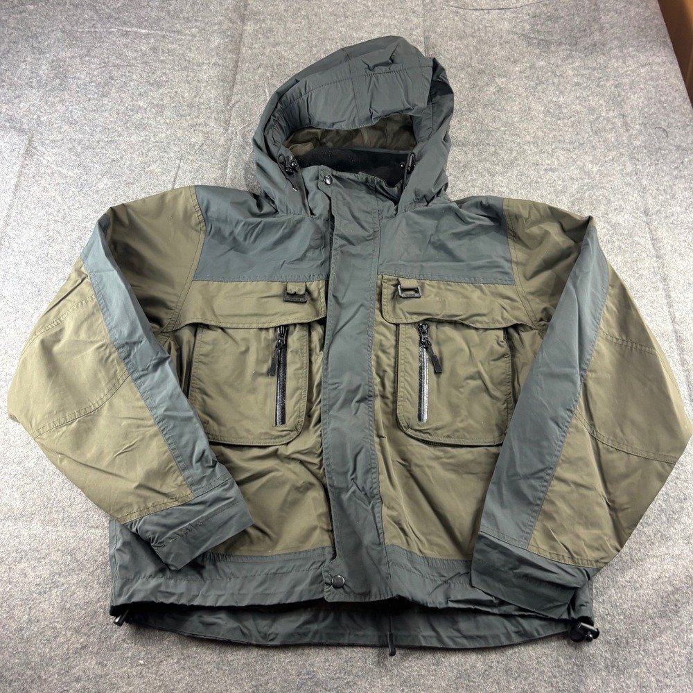 Caddis Men Wind Water Resistant Wading Jacket Hood Fishing Gorp Granola Hiking M